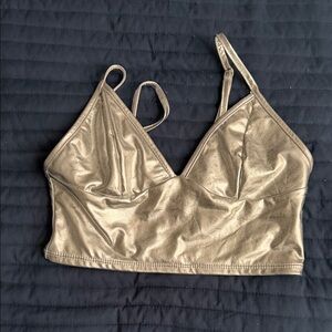 Metallic Gold Bralette Crop Top - Women's Intimates